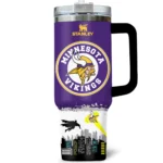 Batman x Minnesota Vikings Tumblers 40oz with Transparent Lid, Handle & Straw Custom Name