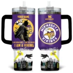 Batman x Minnesota Vikings Tumblers 40oz with Transparent Lid, Handle & Straw Custom Name