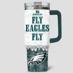 Snoopy x Philadelphia Eagles Tumblers 40oz with Transparent Lid, Handle & Straw Custom Your Name