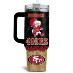 Snoopy x San Francisco 49ers Tumblers 40oz with Transparent Lid, Handle & Straw Custom Your Name