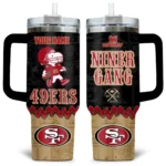 Snoopy x San Francisco 49ers Tumblers 40oz with Transparent Lid, Handle & Straw Custom Your Name
