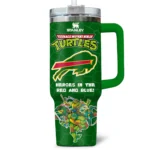 TMNT x Buffalo Bills Tumblers 40oz with Transparent Lid, Handle & Straw Custom Your Name