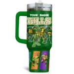 TMNT x Buffalo Bills Tumblers 40oz with Transparent Lid, Handle & Straw Custom Your Name
