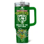 TMNT x Chicago Bears Tumblers 40oz with Transparent Lid, Handle & Straw Custom Your Name