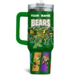 TMNT x Chicago Bears Tumblers 40oz with Transparent Lid, Handle & Straw Custom Your Name