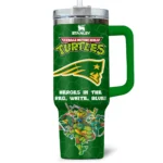 TMNT x New England Patriots Tumblers 40oz with Transparent Lid, Handle & Straw Custom Your Name