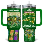 TMNT x New England Patriots Tumblers 40oz with Transparent Lid, Handle & Straw Custom Your Name