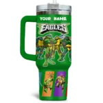 TMNT x Philadelphia Eagles Tumblers 40oz with Transparent Lid, Handle & Straw Custom Your Name