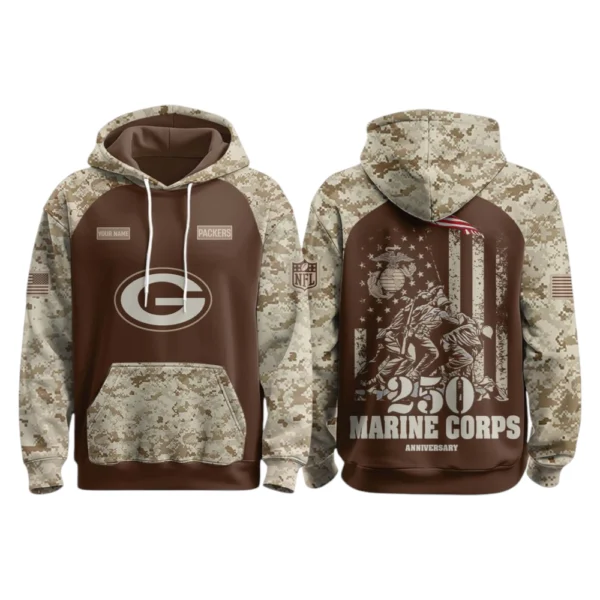 Green Bay Packers x Marine Corps 250th Anniversary 3D Hoodie Limited 2026 Personalize Name