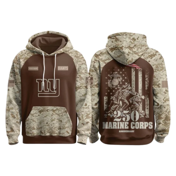 New York Giants x Marine Corps 250th Anniversary 3D Hoodie Limited 2026 Personalize Name