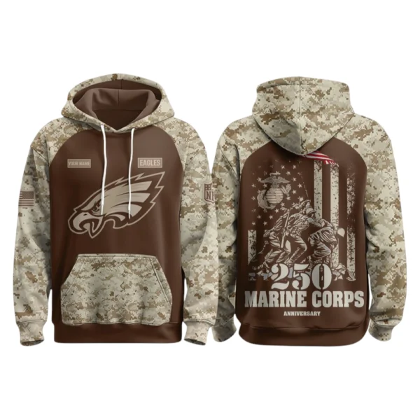 Philadelphia Eagles x Marine Corps 250th Anniversary 3D Hoodie Limited 2026 Personalize Name