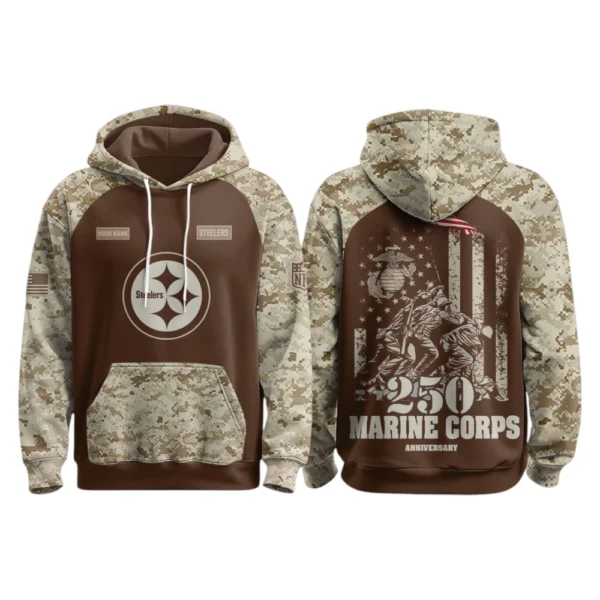 Pittsburgh Steelers x Marine Corps 250th Anniversary 3D Hoodie Limited 2026 Personalize Name