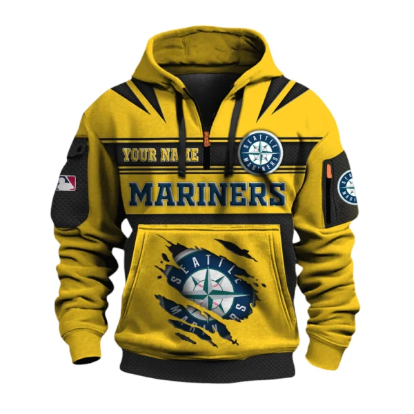Seattle Mariners 3D Half Zip Hoodie Custom Your Name