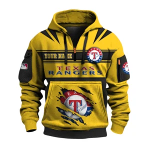 Texas Rangers 3D Half Zip Hoodie Custom Your Name