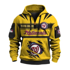 Washington Nationals 3D Half Zip Hoodie Custom Your Name