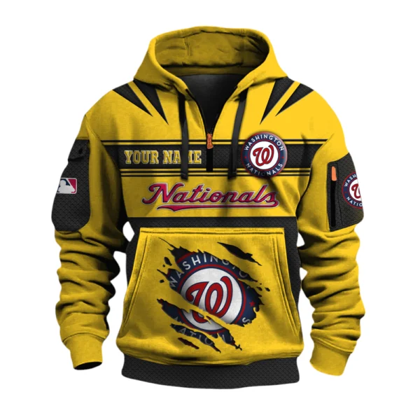Washington Nationals 3D Half Zip Hoodie Custom Your Name