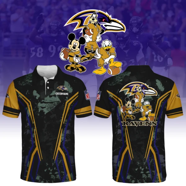 Baltimore Ravens x Disney 3D Polo Shirt Custom Name