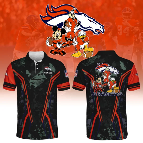 Denver Broncos x Disney 3D Polo Shirt Custom Name