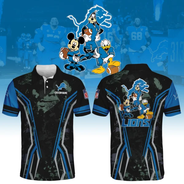 Detroit Lions x Disney 3D Polo Shirt Custom Name