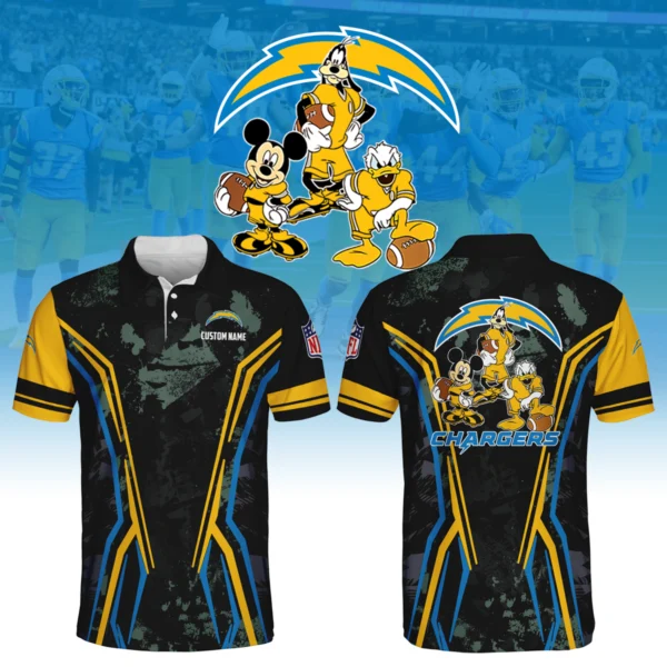 Los Angeles Chargers x Disney 3D Polo Shirt Custom Name