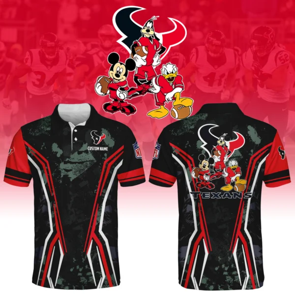 Houston Texans x Disney 3D Polo Shirt Custom Name