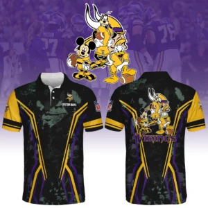 Minnesota Vikings x Disney 3D Polo Shirt Custom Name