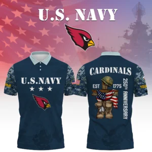 Arizona Cardinals x US Navy 250th Anniversary 3D Polo Shirt Custom Your Name