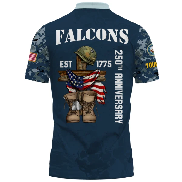 Atlanta Falcons x US Navy 250th Anniversary 3D Polo Shirt Custom Your Name