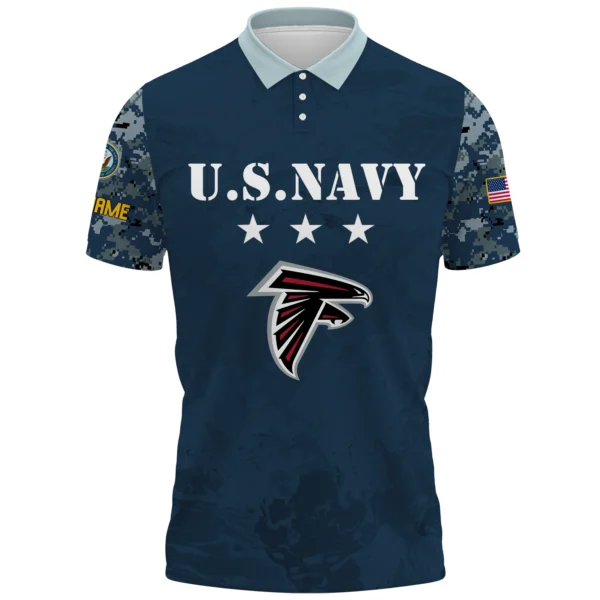 Atlanta Falcons x US Navy 250th Anniversary 3D Polo Shirt Custom Your Name