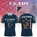 Atlanta Falcons x US Navy 250th Anniversary 3D Polo Shirt Custom Your Name