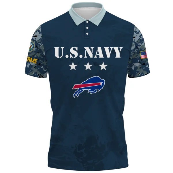 Buffalo Bills x US Navy 250th Anniversary 3D Polo Shirt Custom Your Name