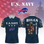 Buffalo Bills x US Navy 250th Anniversary 3D Polo Shirt Custom Your Name