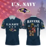 Baltimore Ravens x US Navy 250th Anniversary 3D Polo Shirt Custom Your Name