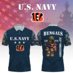 Cincinnati Bengals x US Navy 250th Anniversary 3D Polo Shirt Custom Your Name