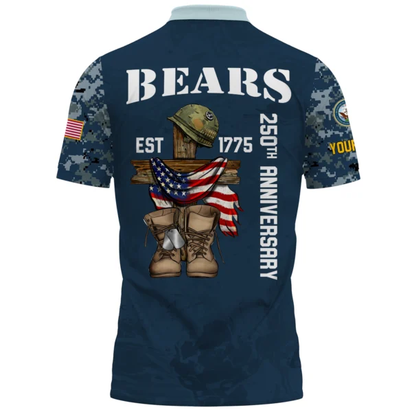 Chicago Bears x US Navy 250th Anniversary 3D Polo Shirt Custom Your Name
