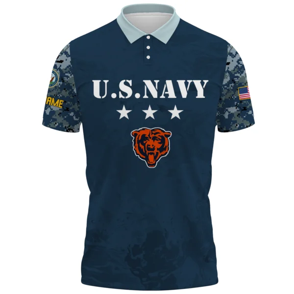 Chicago Bears x US Navy 250th Anniversary 3D Polo Shirt Custom Your Name