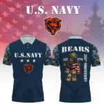 Chicago Bears x US Navy 250th Anniversary 3D Polo Shirt Custom Your Name