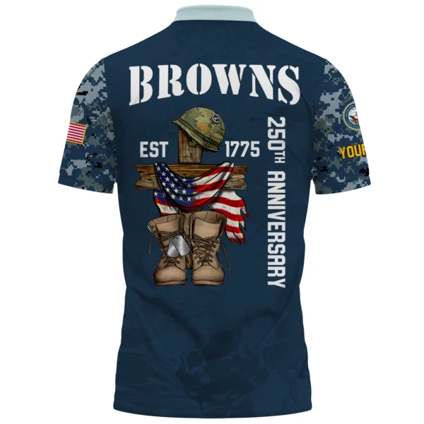 Cleveland Browns x US Navy 250th Anniversary 3D Polo Shirt Custom Your Name