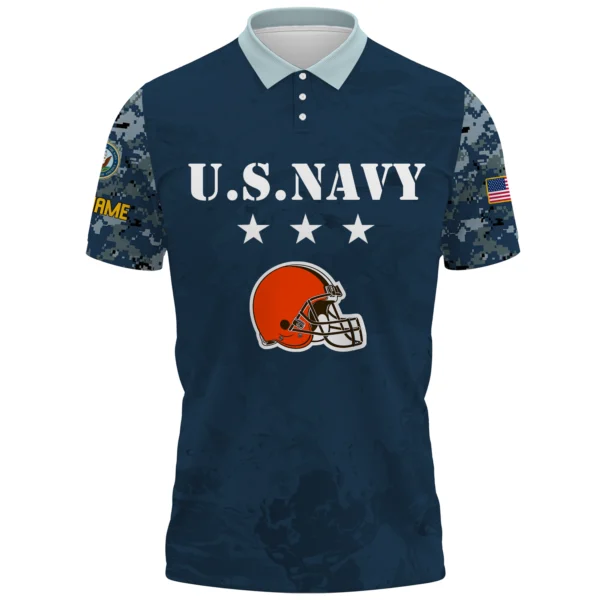 Cleveland Browns x US Navy 250th Anniversary 3D Polo Shirt Custom Your Name