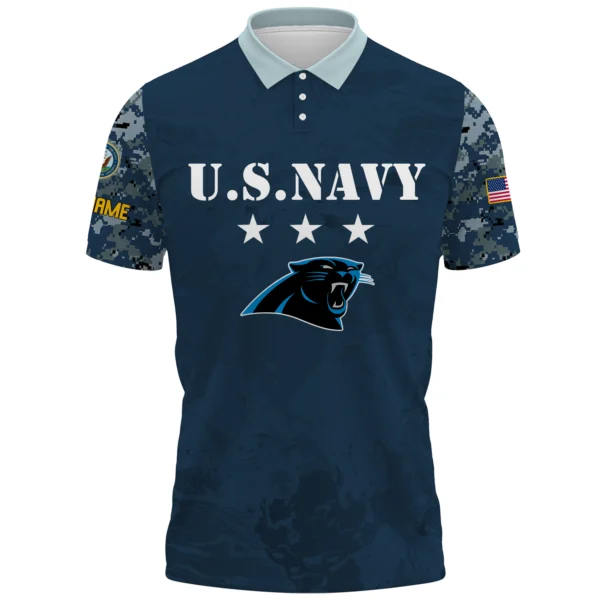 Carolina Panthers x US Navy 250th Anniversary 3D Polo Shirt Custom Your Name