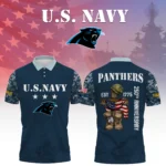 Carolina Panthers x US Navy 250th Anniversary 3D Polo Shirt Custom Your Name