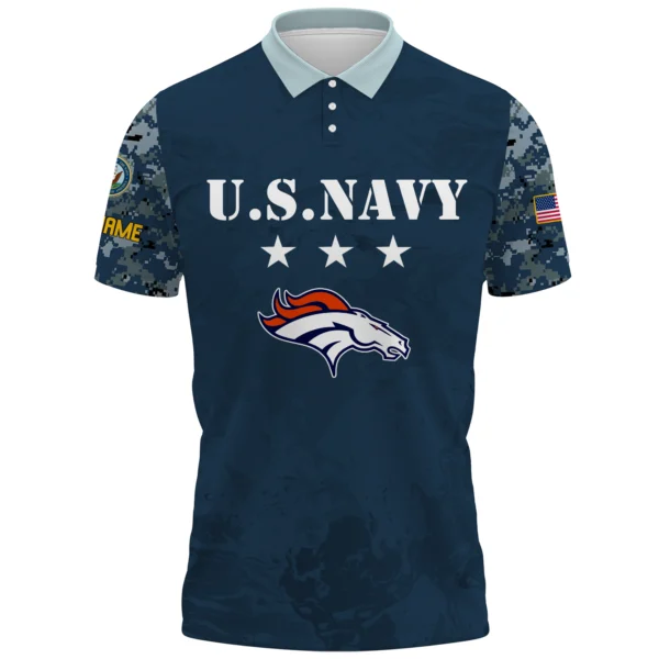 Denver Broncos x US Navy 250th Anniversary 3D Polo Shirt Custom Your Name