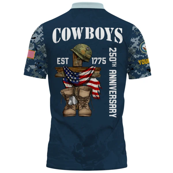 Dallas Cowboys x US Navy 250th Anniversary 3D Polo Shirt Custom Your Name
