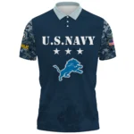 Detroit Lions x US Navy 250th Anniversary 3D Polo Shirt Custom Your Name