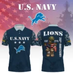 Detroit Lions x US Navy 250th Anniversary 3D Polo Shirt Custom Your Name