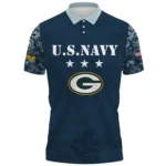 Green Bay Packers x US Navy 250th Anniversary 3D Polo Shirt Custom Your Name