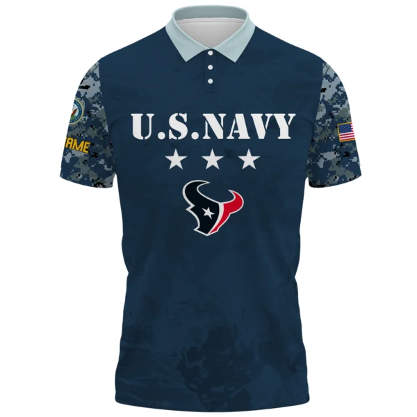 Houston Texans x US Navy 250th Anniversary 3D Polo Shirt Custom Your Name