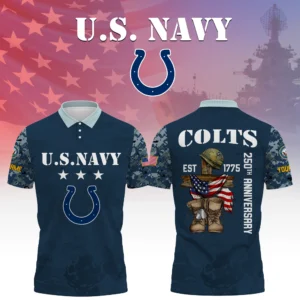 Indianapolis Colts x US Navy 250th Anniversary 3D Polo Shirt Custom Your Name