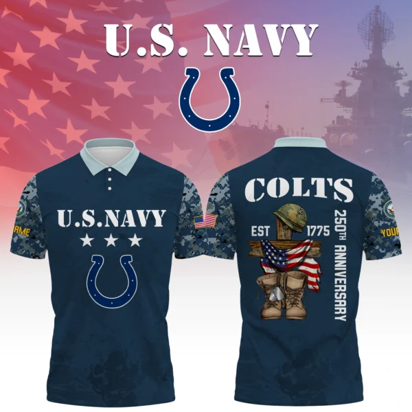 Indianapolis Colts x US Navy 250th Anniversary 3D Polo Shirt Custom Your Name