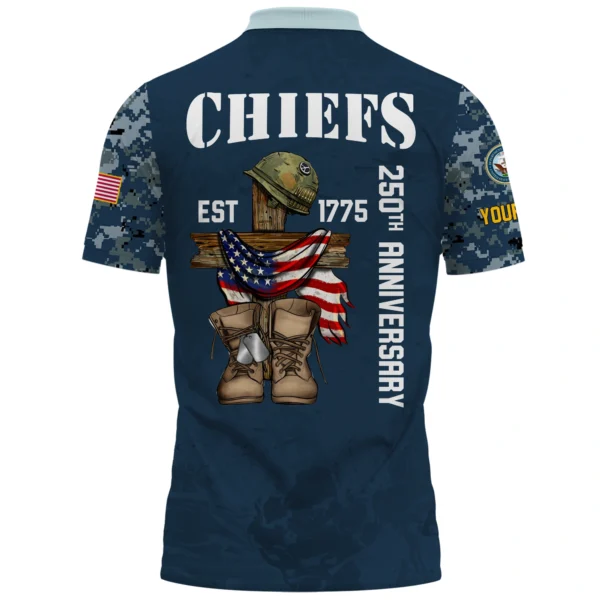 Kansas City Chiefs x US Navy 250th Anniversary 3D Polo Shirt Custom Your Name
